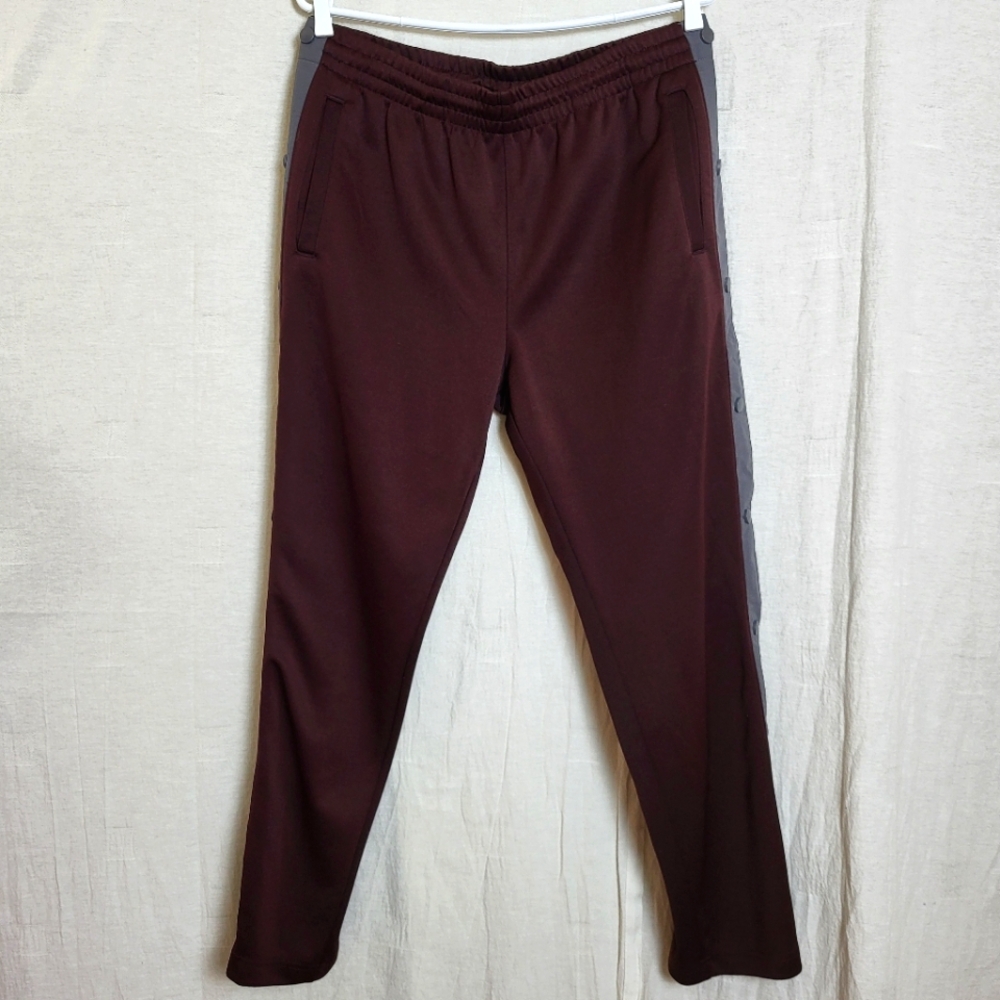 Old Navy Active Go-Dry Men's M Track Jogger Pants Maroon Gray Snap-Button Sporty